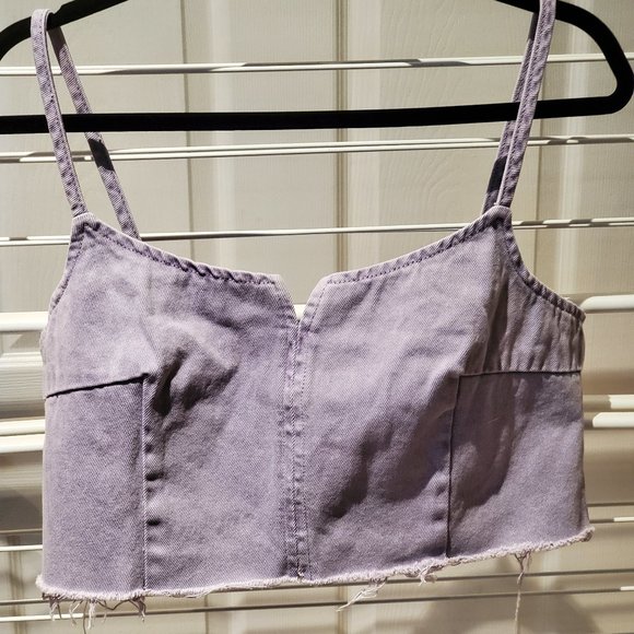 Co-ord Demin Notch Crop Top - Picture 1 of 2